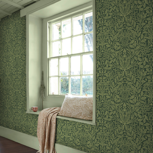 Acorn Garden Green Wallpaper