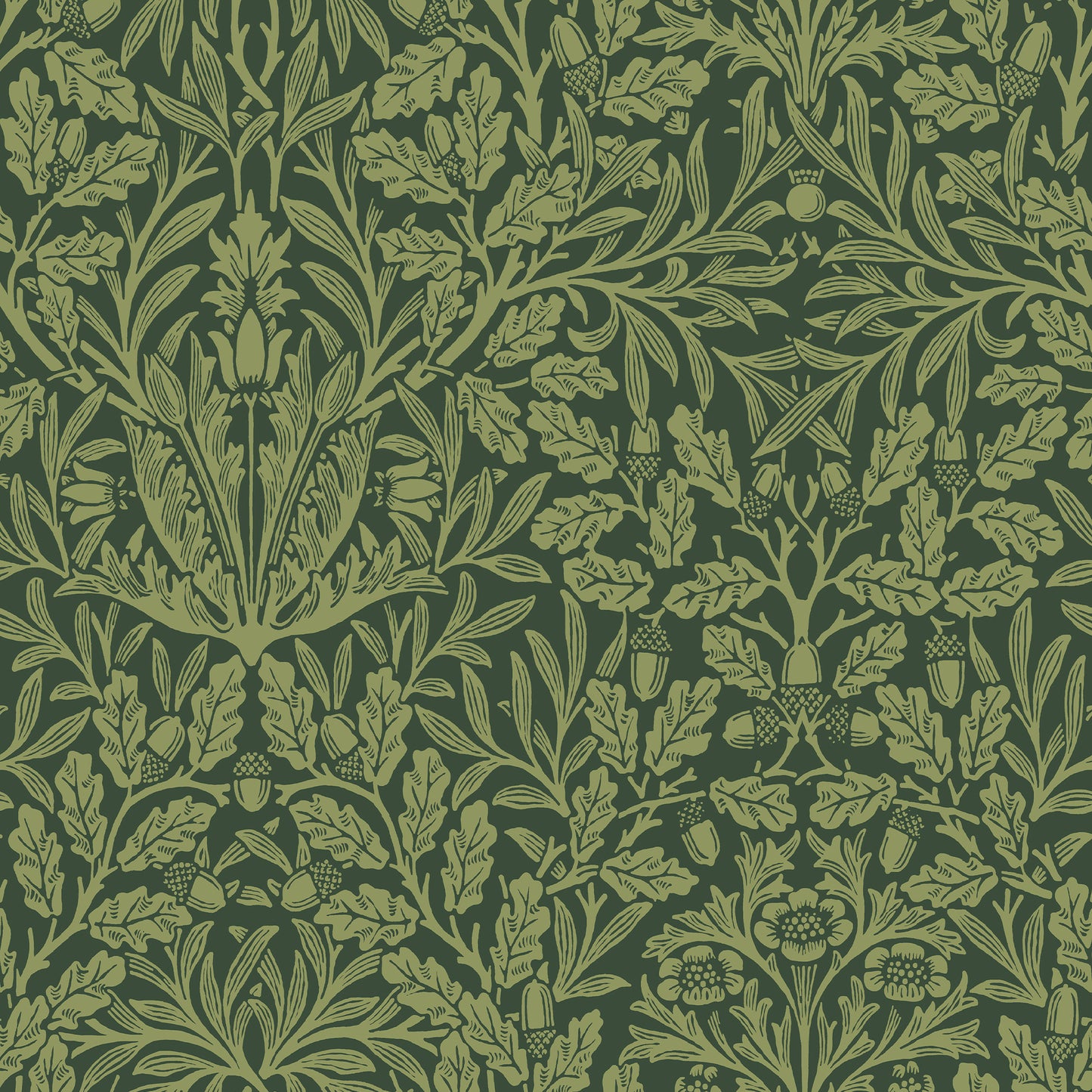 Acorn Garden Green Wallpaper