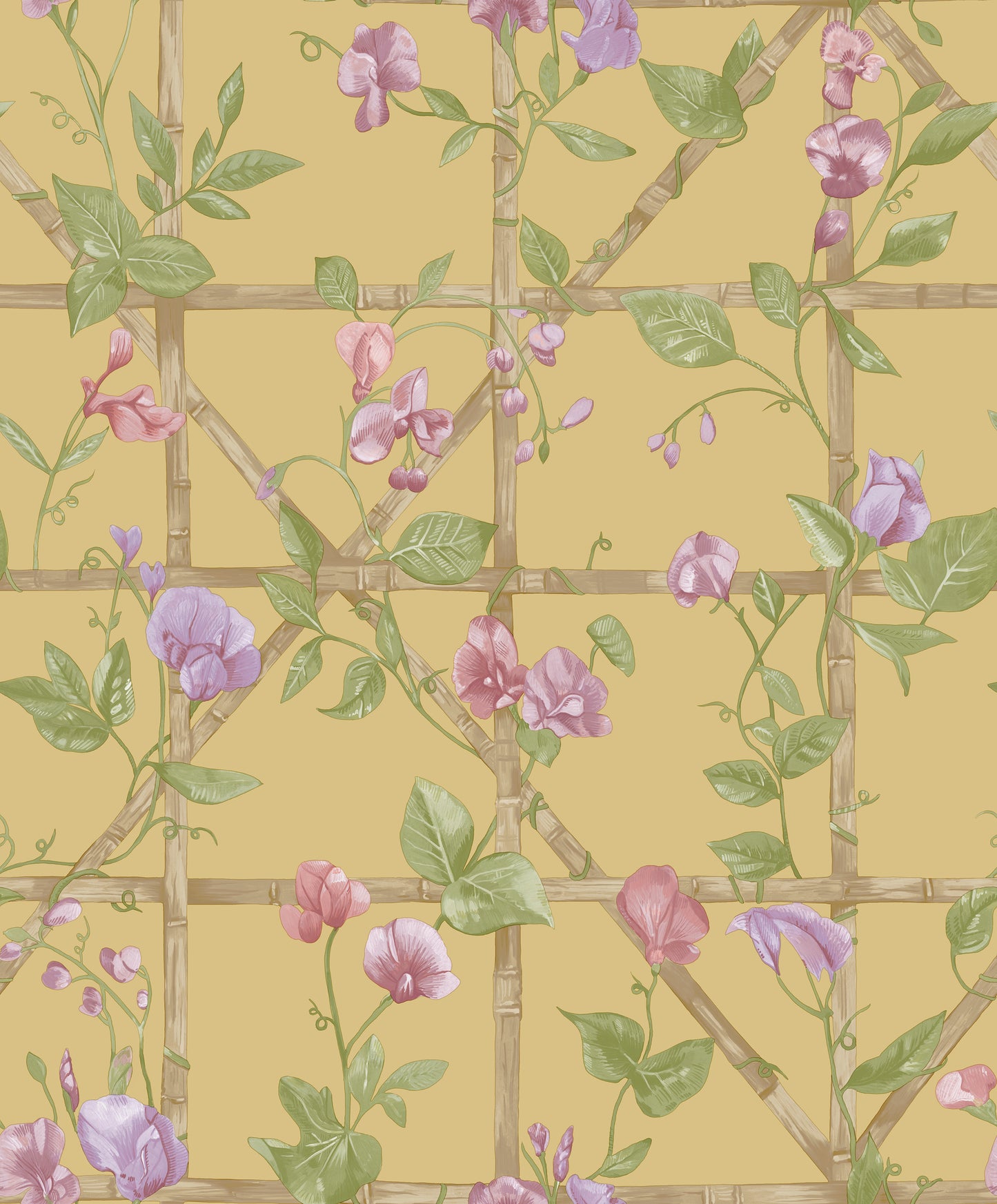 Trailing Floral Trellis Ochre