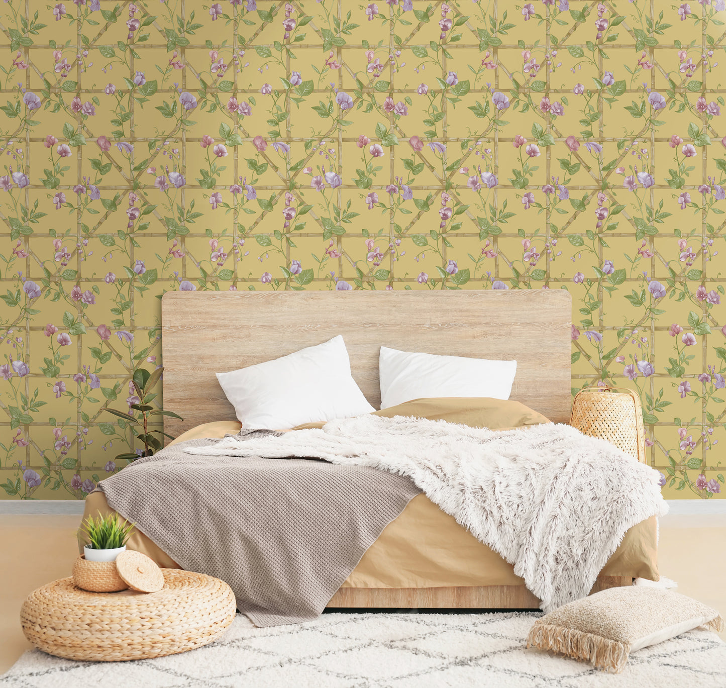 Trailing Floral Trellis Ochre