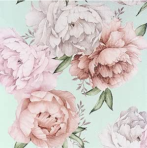 Mixed Peonies Mint Wallpaper Wallpaper Inn