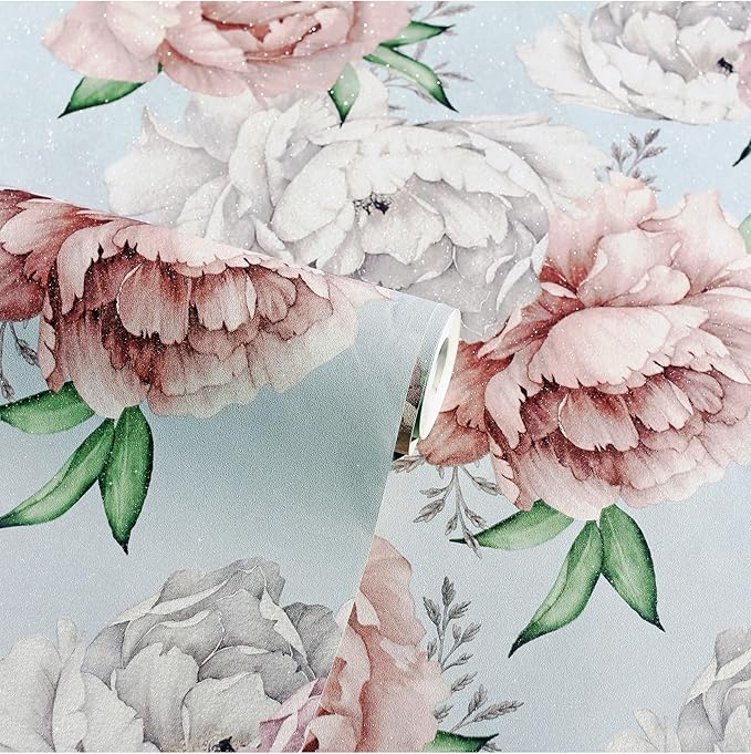 Mixed Peonies Mint Wallpaper Wallpaper Inn