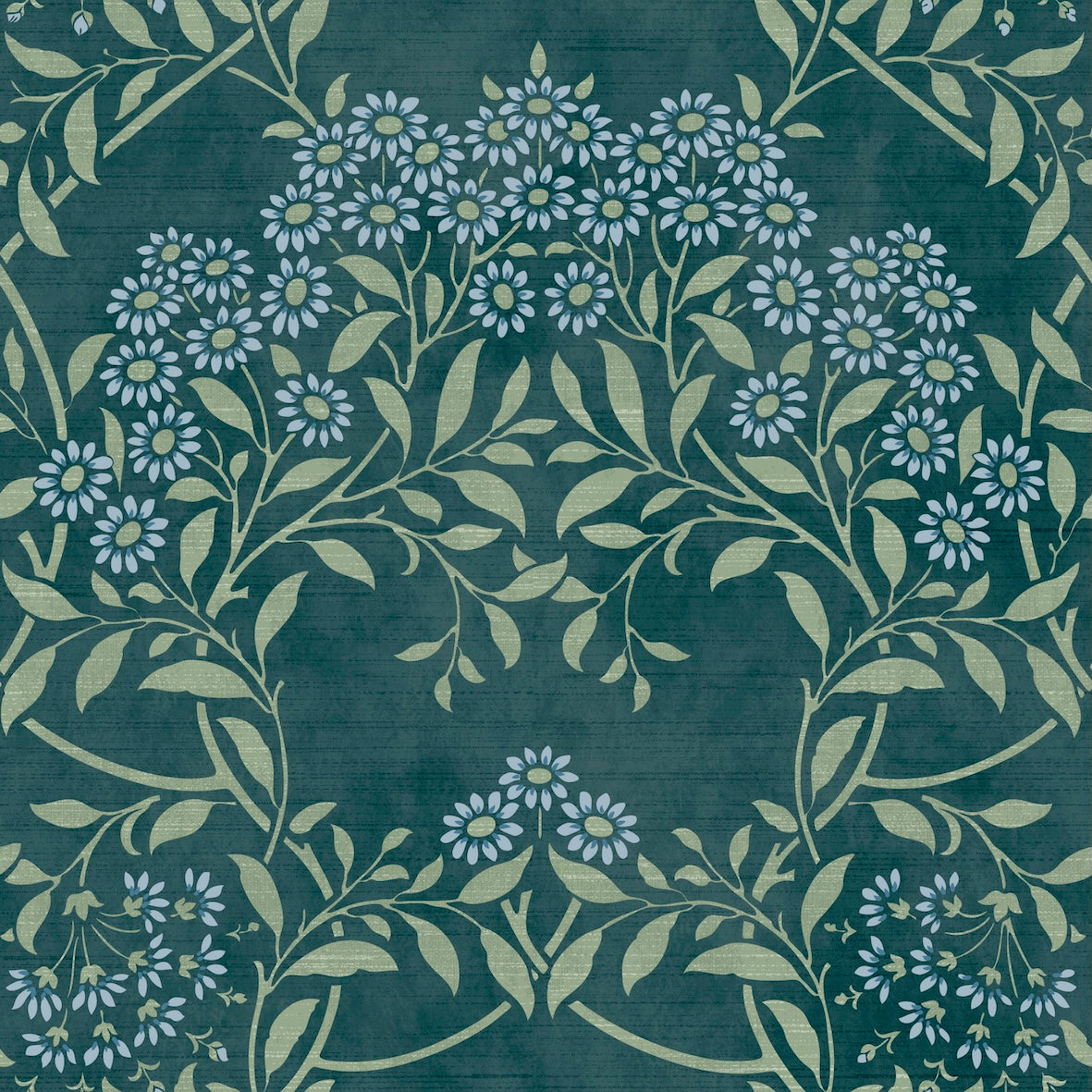 Floral Trail Blue Green - Wallpaper Inn 