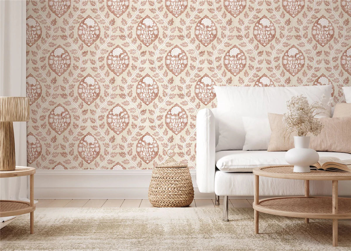 Floral Cartouche Wallpaper Wallpaper Inn