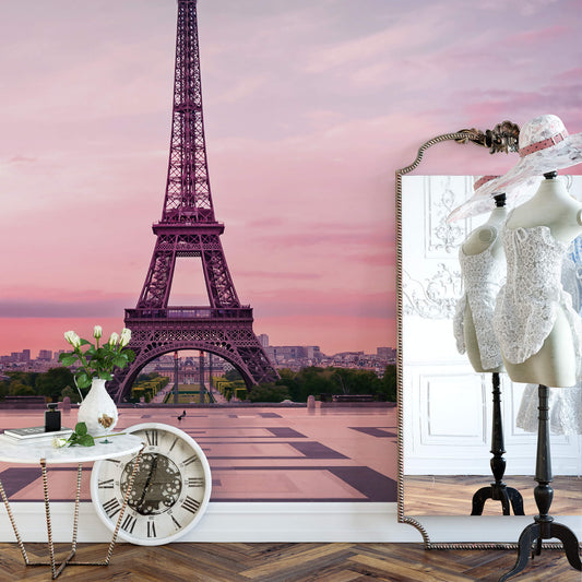 Eiffel Tower At Sunset Mural Wallpaper Inn