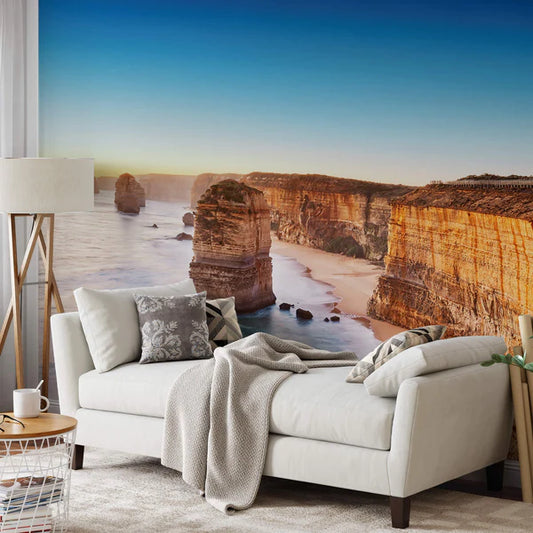 Cliff at Sunset in Australia Mural Wallpaper Inn