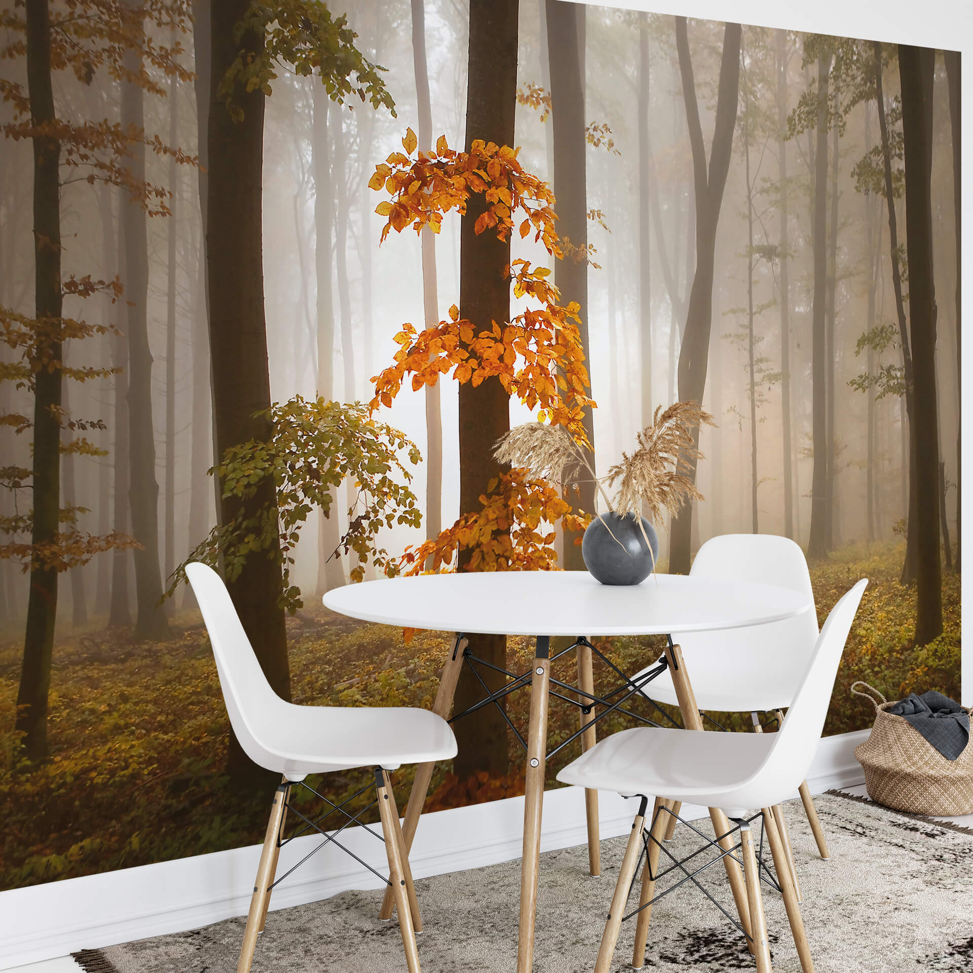 Foggy Autumn Forest Mural Wallpaper Inn