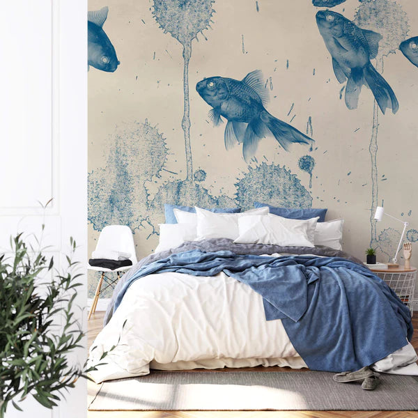 Blue Fish Mural Wallpaper Inn