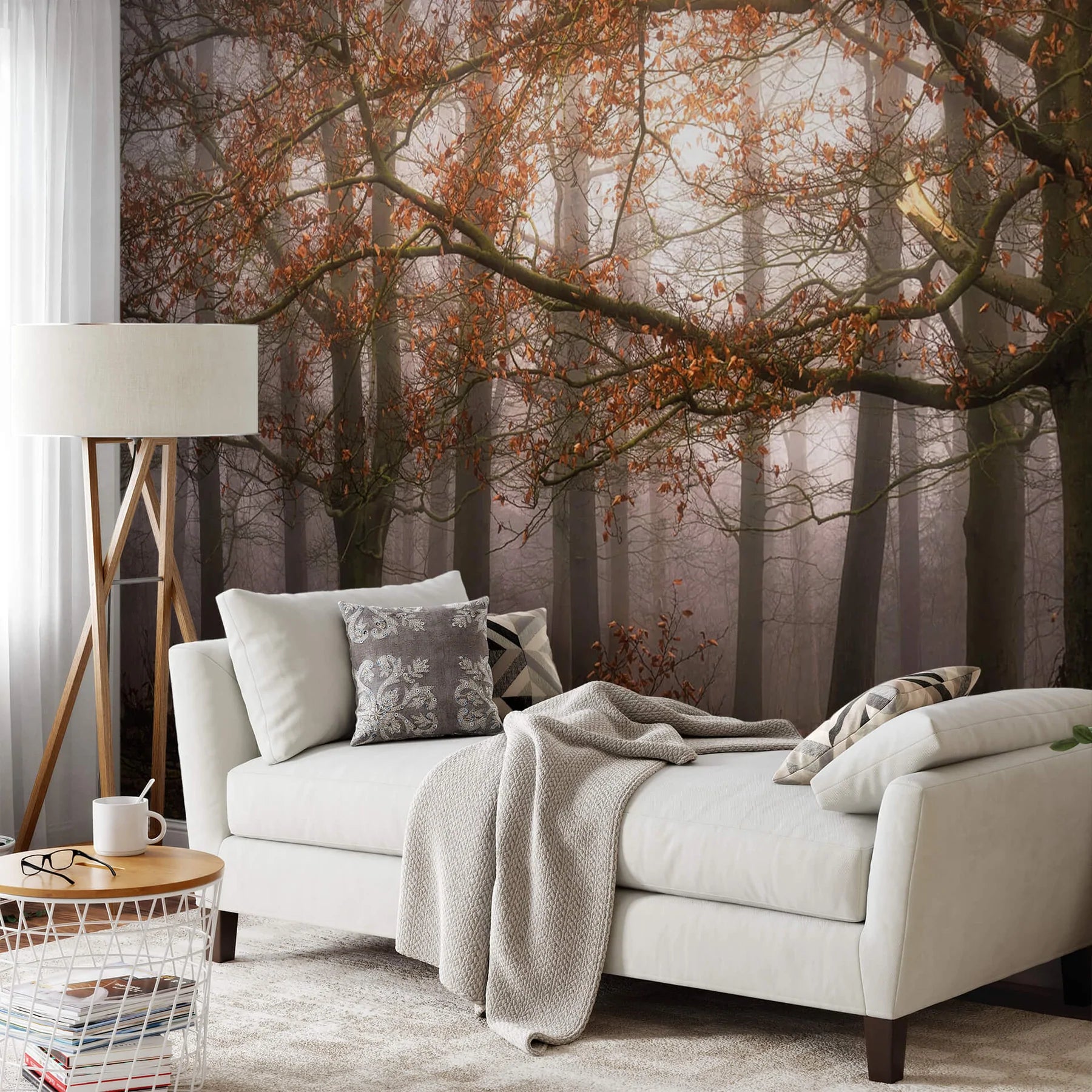 Misty Autumn Forest Mural Wallpaper Inn