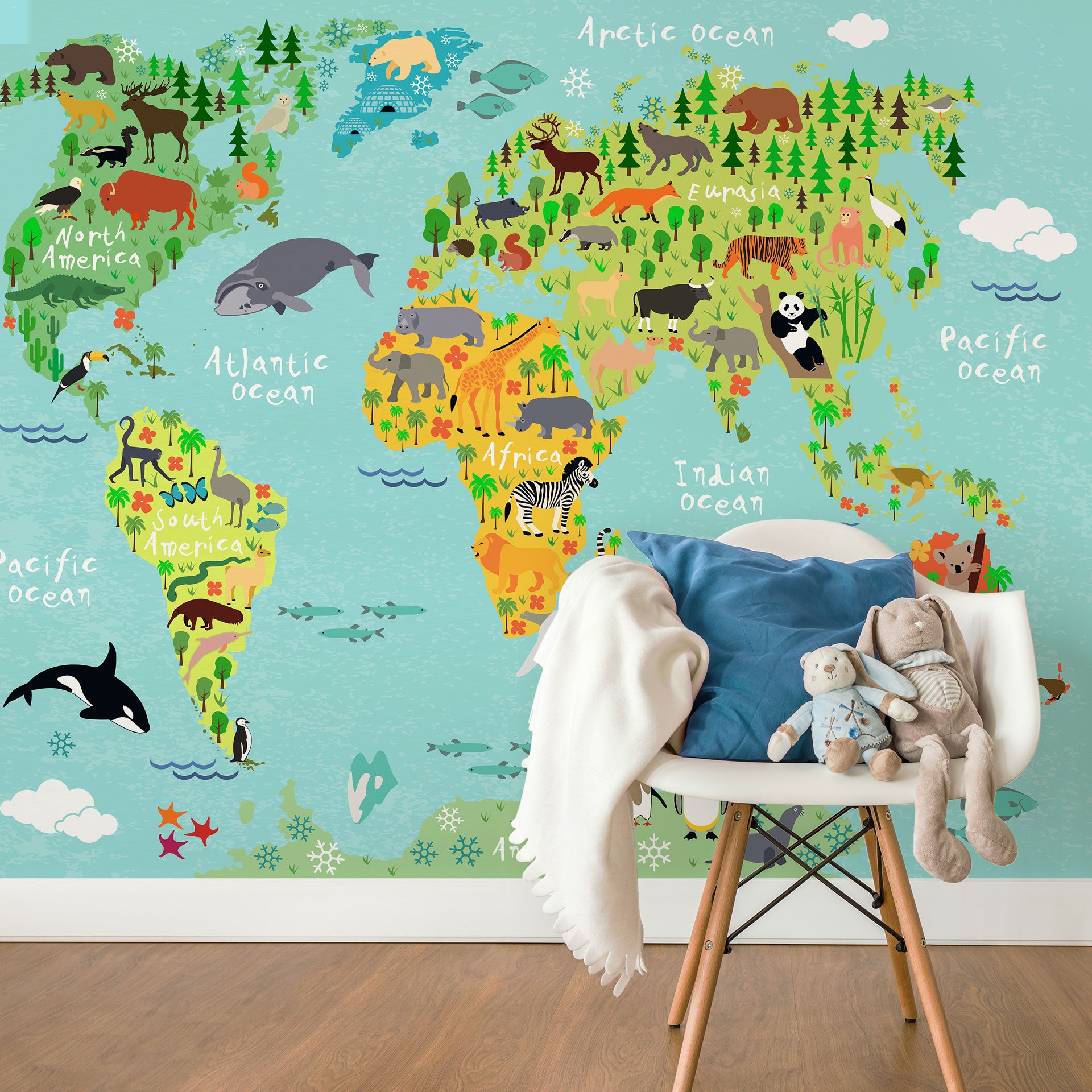 Kids World Map Mural Wallpaper Inn