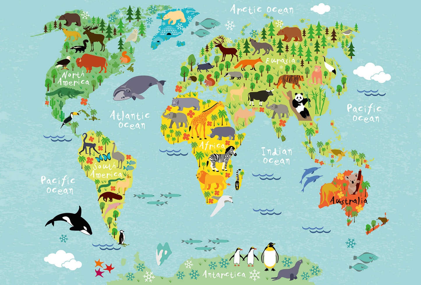 Kids World Map Mural Wallpaper Inn