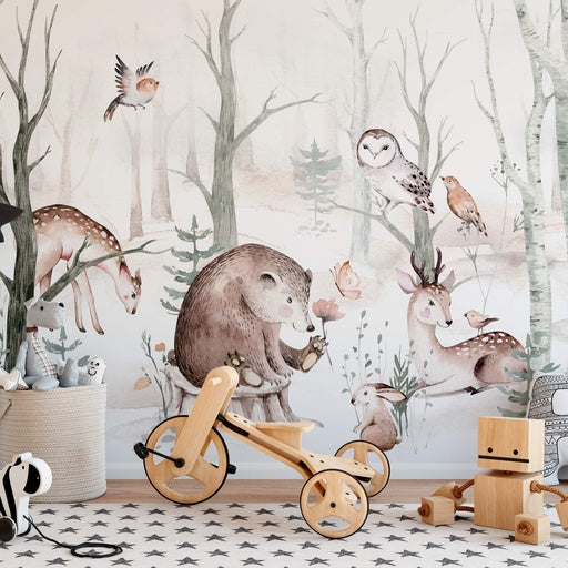 Animal Friends Mural Wallpaper Inn