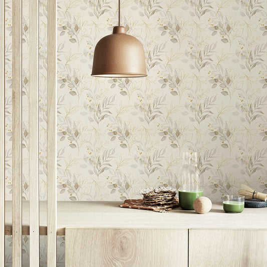 Eucalyptus Leaves Black & White Wallpaper Inn
