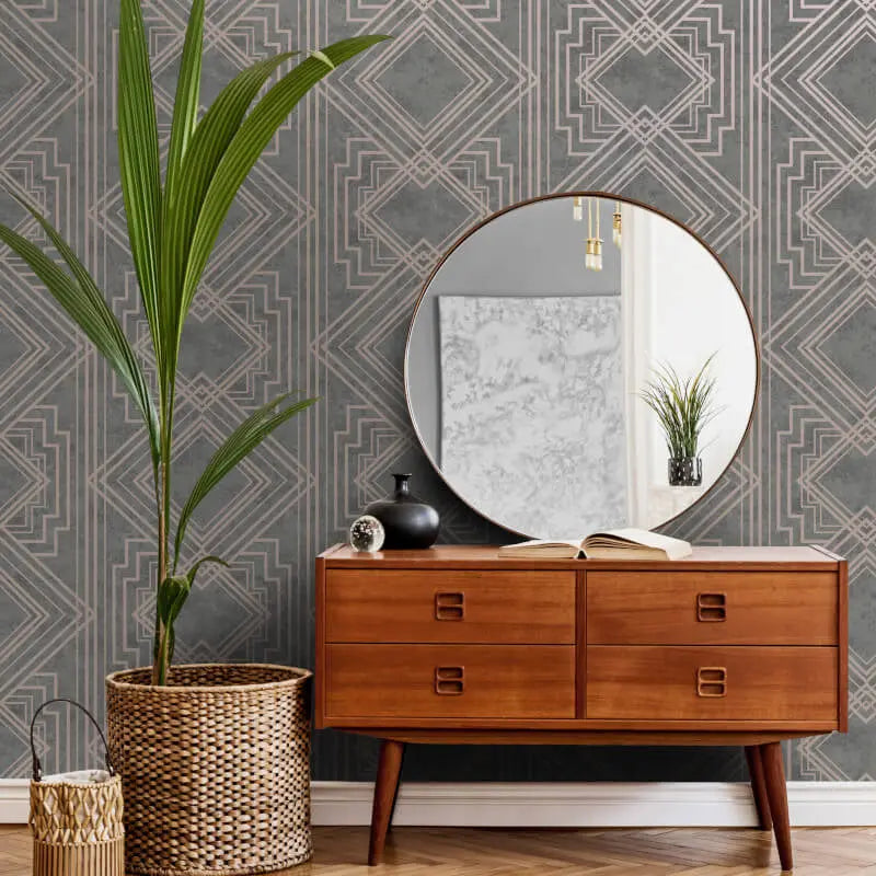 Delano Grey / Rose Gold Wallpaper Wallpaper Inn