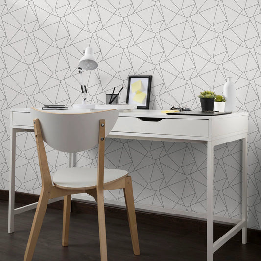 Pinnacle Geometric Wallpaper White & Grey