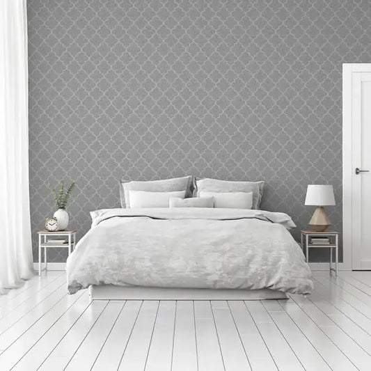 Velvet Trellis Silver Wallpaper Wallpaper Inn