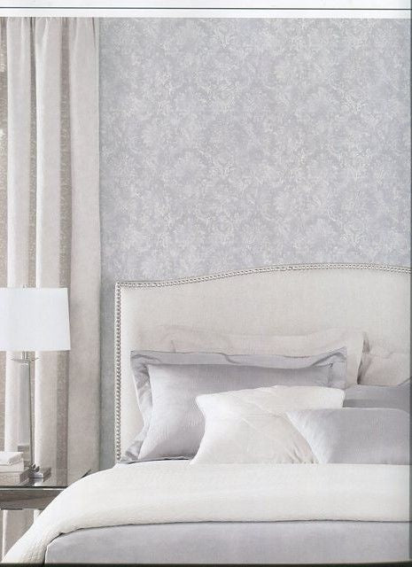 Painterly Damask-Soft Grey Wallpaper