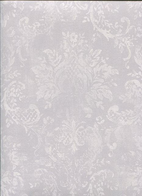 Painterly Damask-Soft Grey Wallpaper