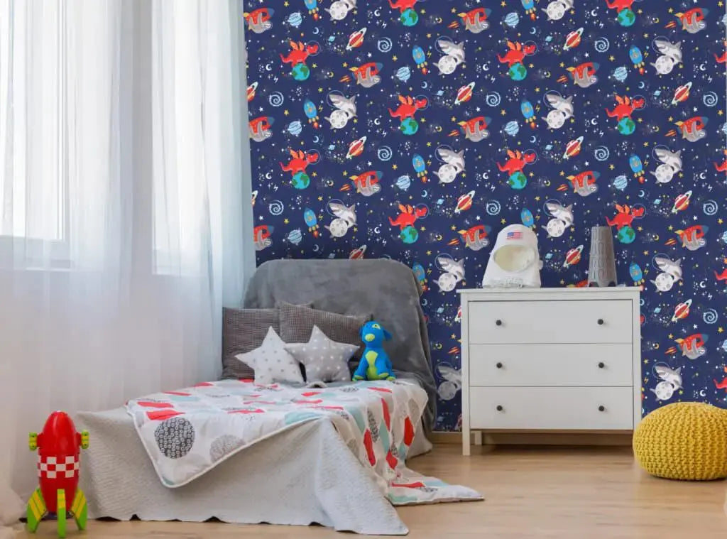 Space Animals Navy wallpaper Wallpaper Inn