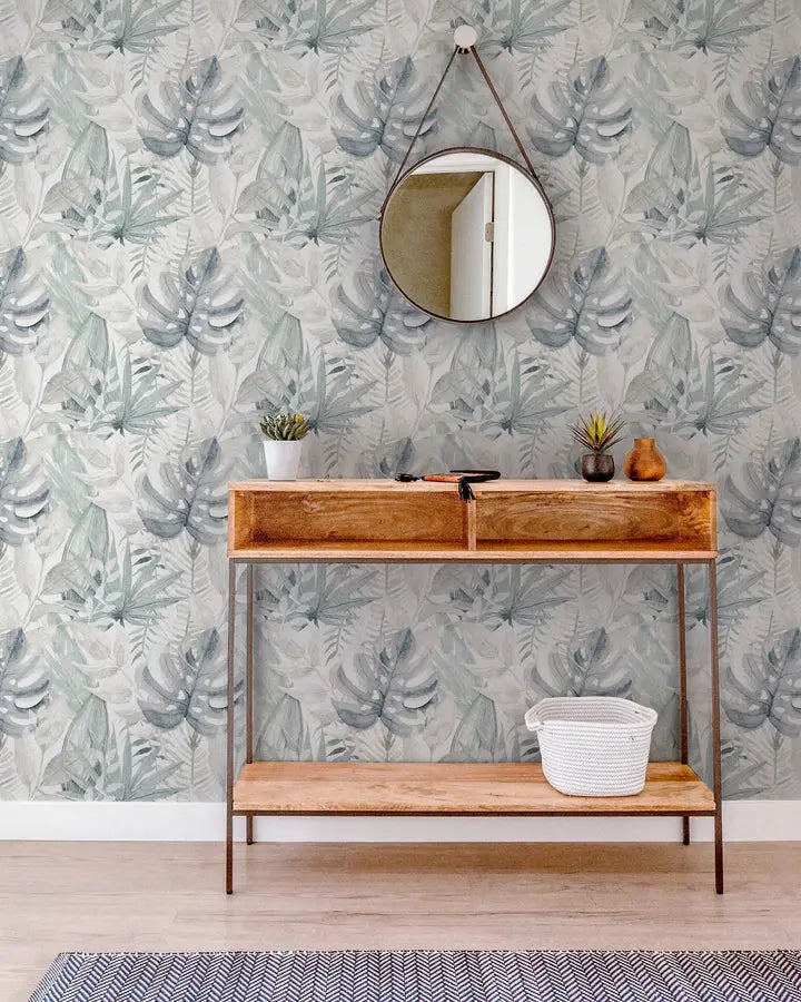 Chalky Tropical Soft Navy Wallpaper Wallpaper Inn