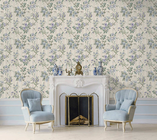 Camberly Wallpaper Neutral Blue
