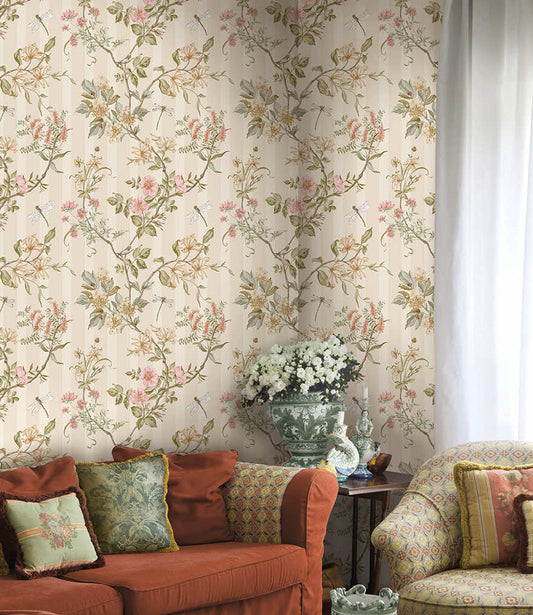 Camberly Wallpaper Cream/ Coral