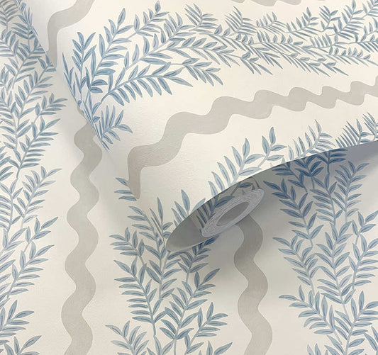 Pipkin Stripe Wallpaper Neutral/ Blue