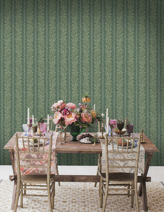 Pipkin Stripe Wallpaper Green