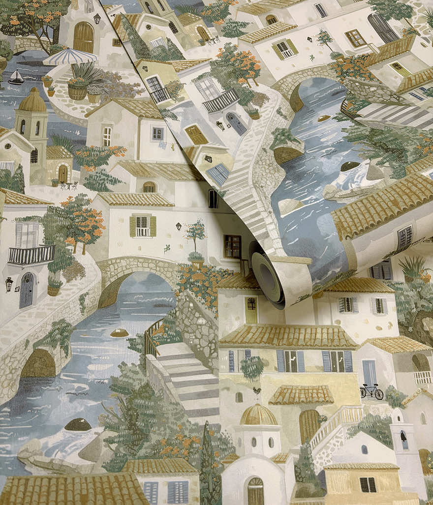 Monteroso Beige/Blue - Wallpaper Inn 
