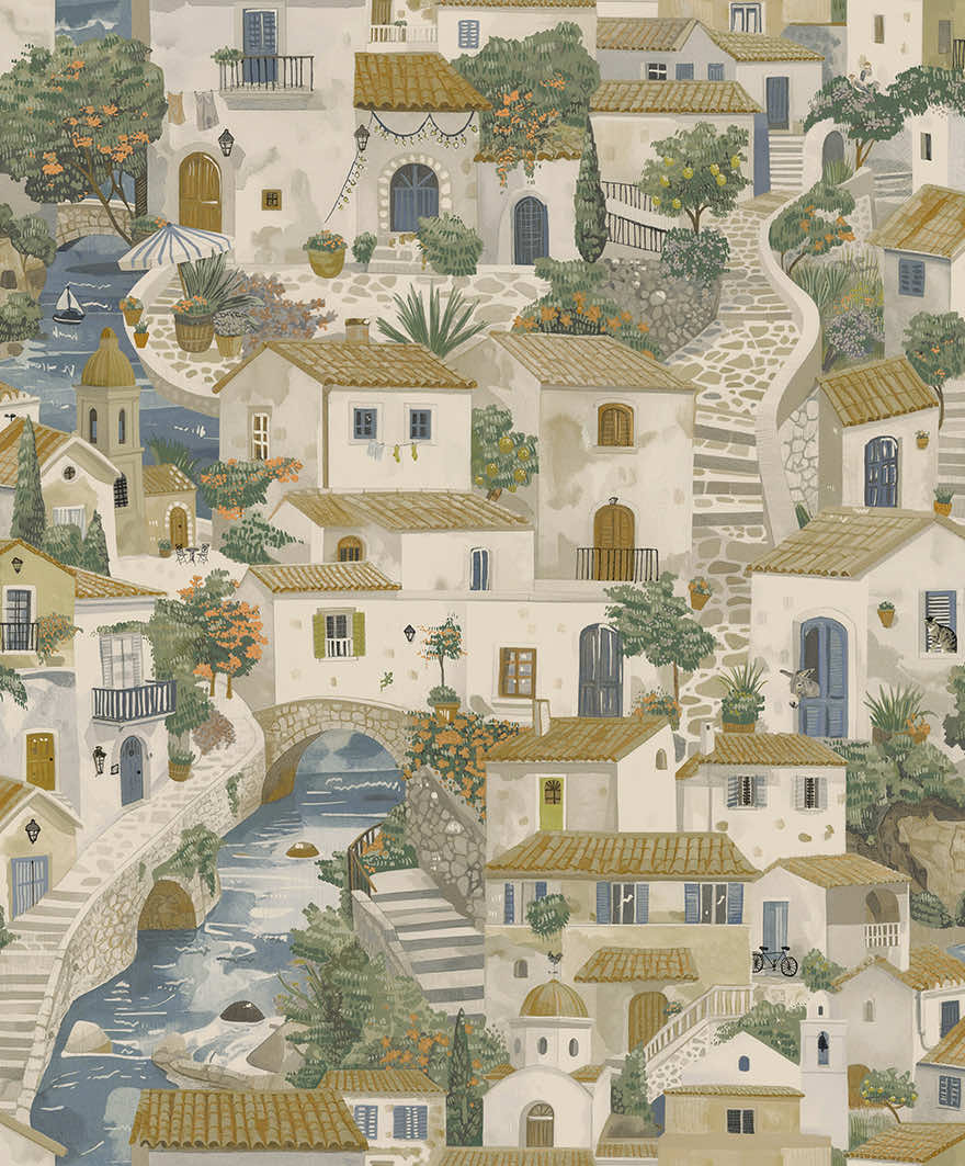 Monteroso Beige/Blue - Wallpaper Inn 