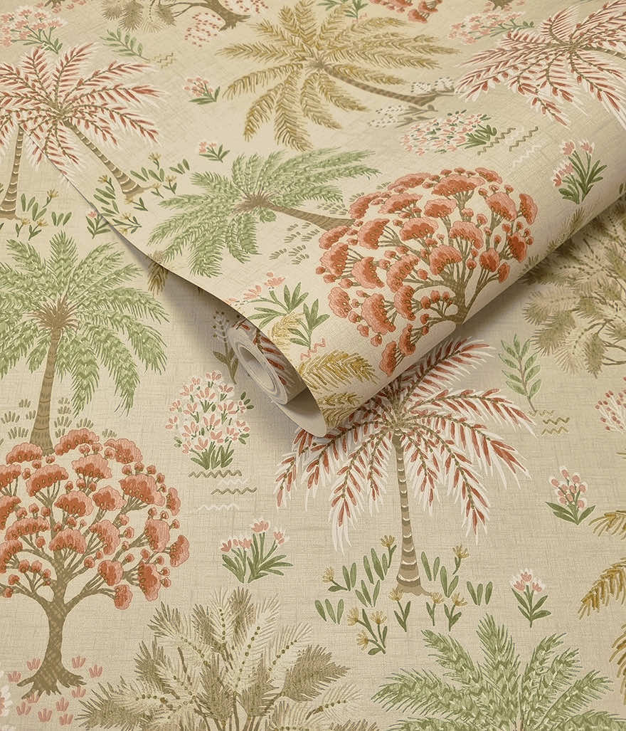 Solana Coral/Beige - Wallpaper Inn 