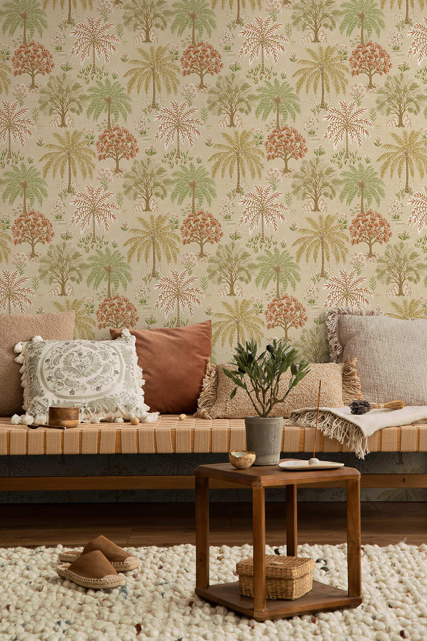 Solana Coral/Beige - Wallpaper Inn 