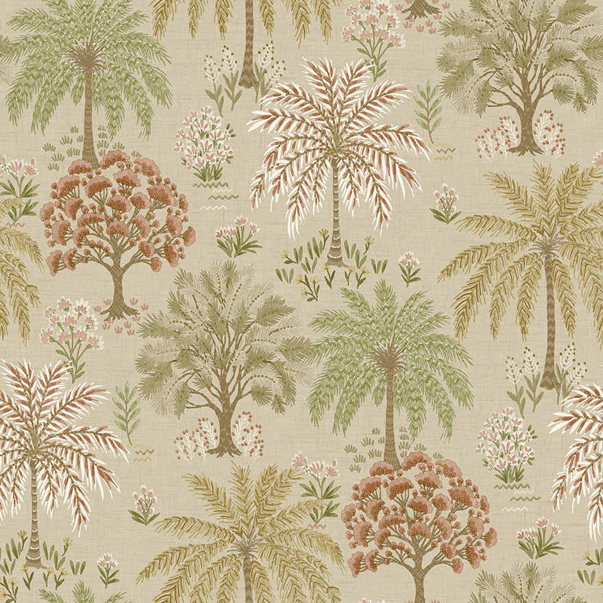 Solana Coral/Beige - Wallpaper Inn 