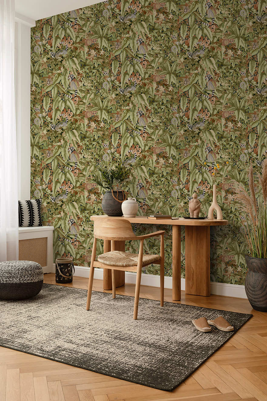 Comoros Rust Green - Wallpaper Inn 