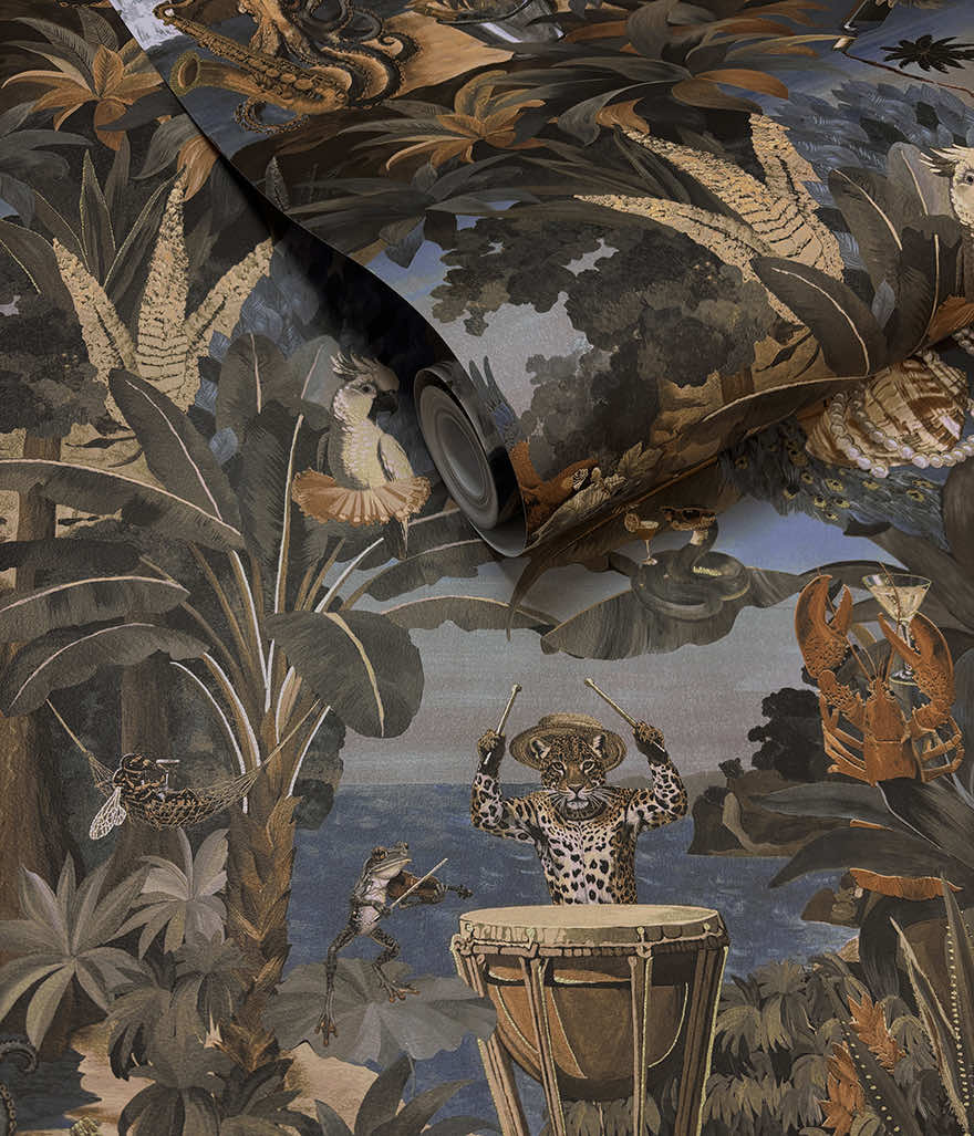 Sunset Carnival Navy - Wallpaper Inn 