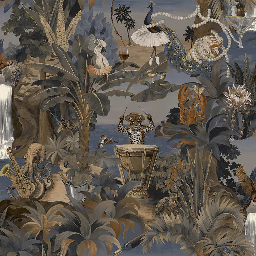 Sunset Carnival Navy - Wallpaper Inn 