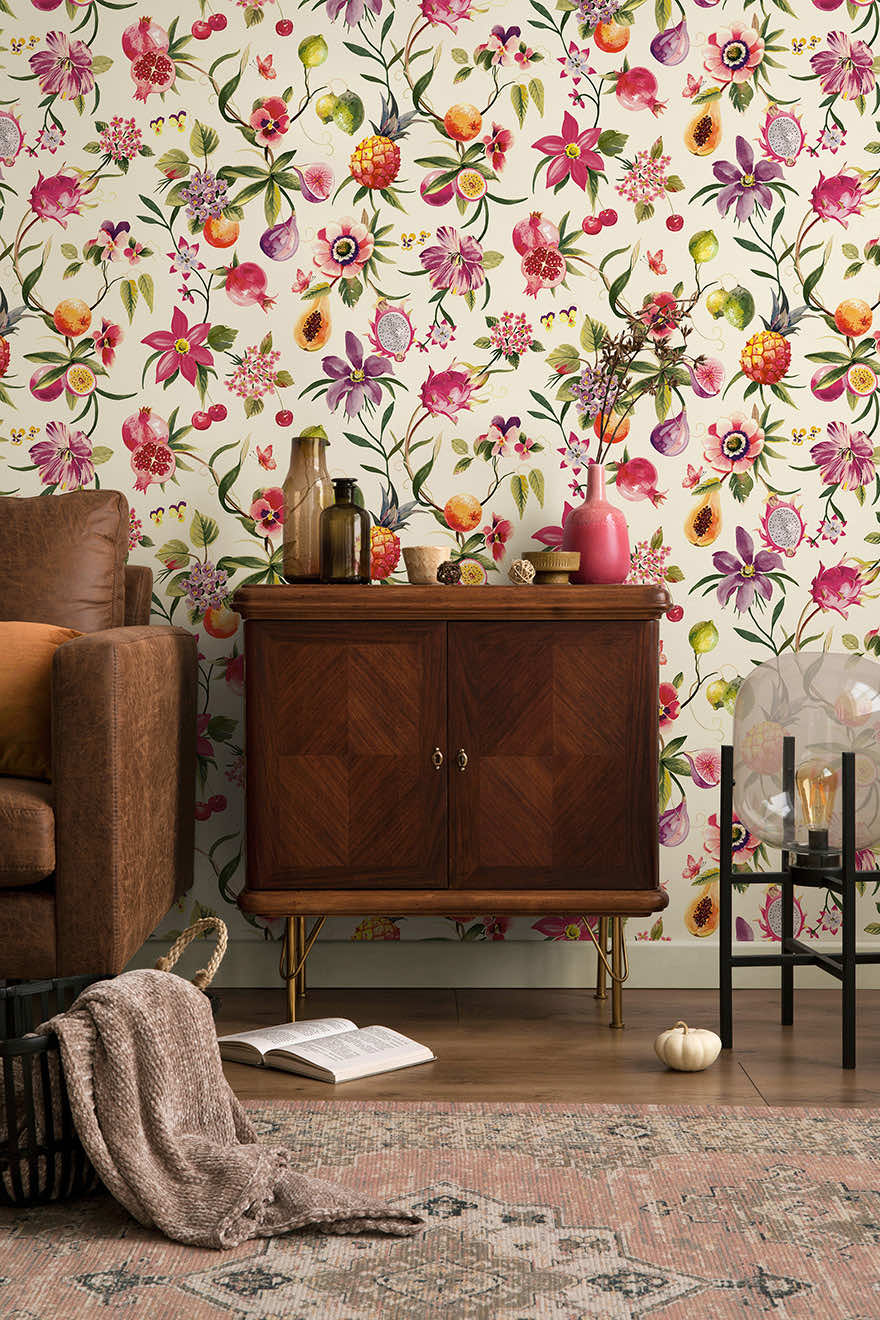 Tropica Cream/Multi - Wallpaper Inn 