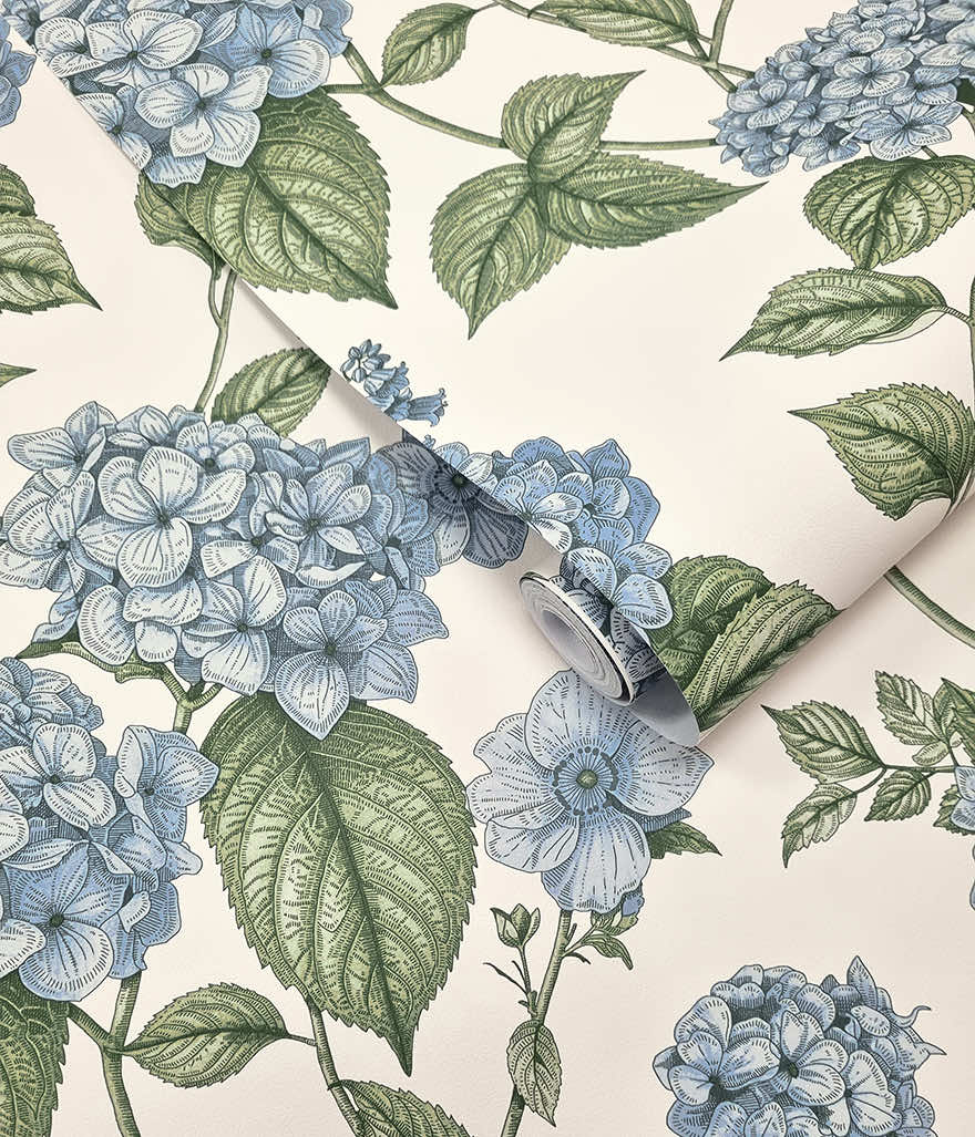 Hortensia Blue/Green - Wallpaper Inn 