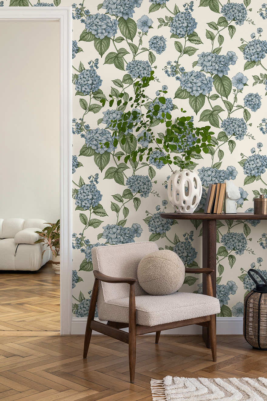 Hortensia Blue/Green - Wallpaper Inn 