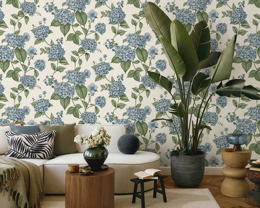 Hortensia Blue/Green - Wallpaper Inn 