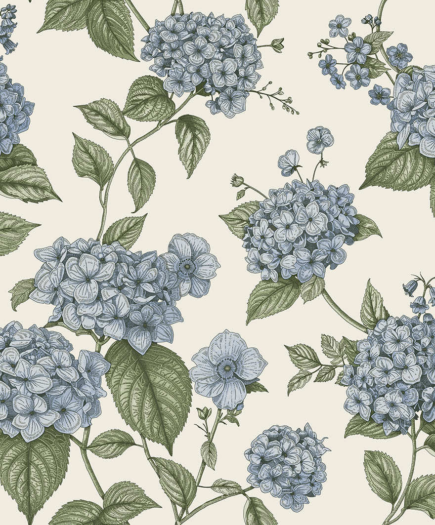 Hortensia Blue/Green - Wallpaper Inn 