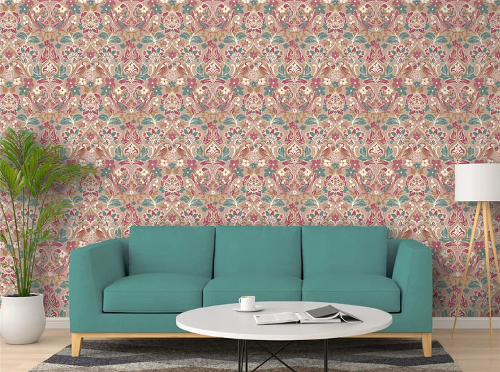 Folk Floral Wallpaper