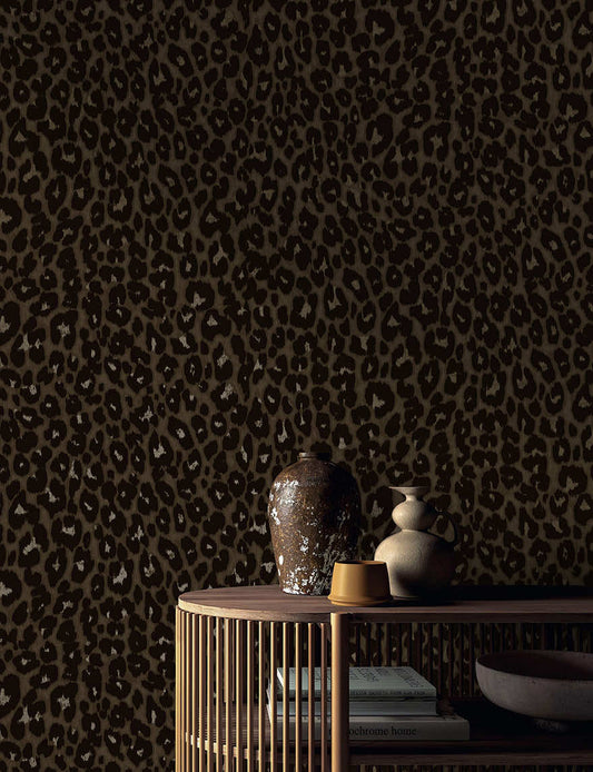 Makucha Flock Umber - Wallpaper Inn 