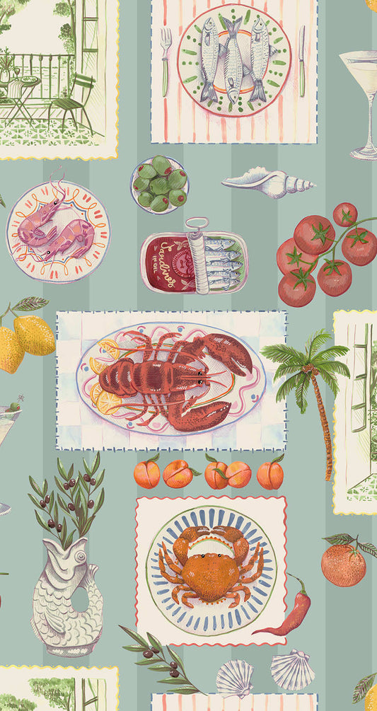 Alfresco Blue (Digital Print) - Wallpaper Inn 
