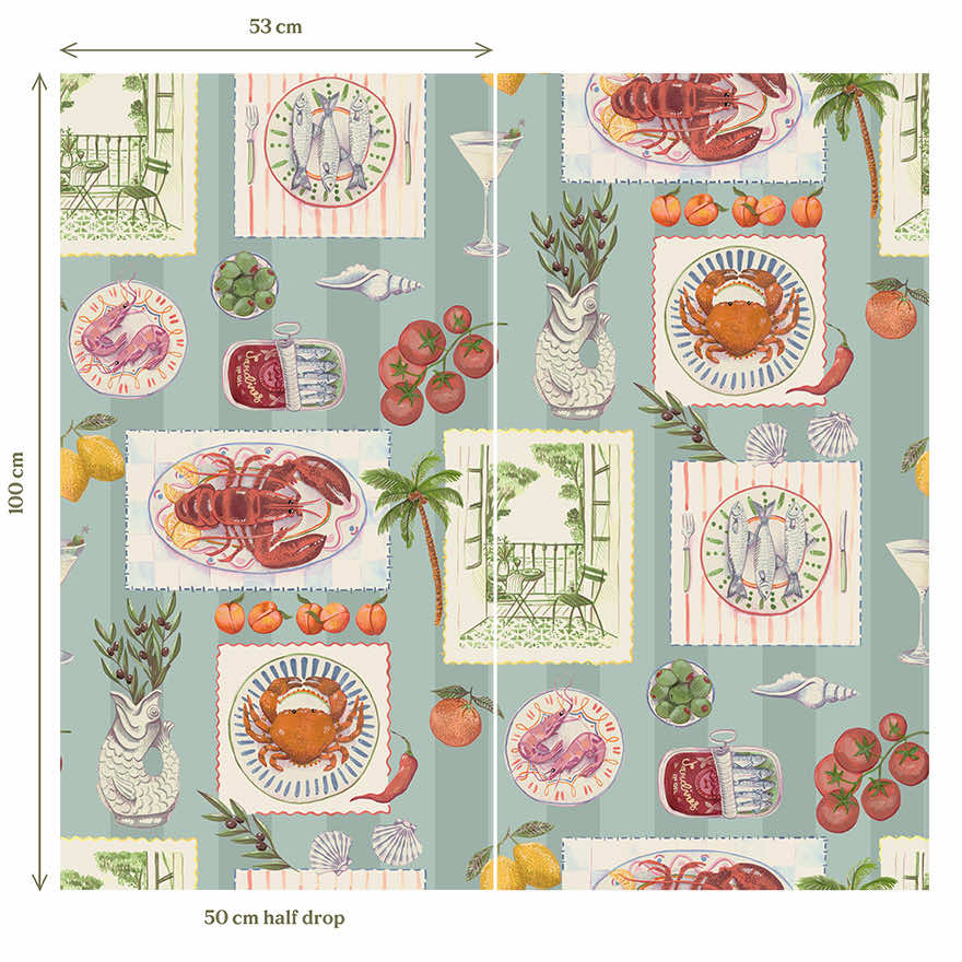 Alfresco Blue (Digital Print) - Wallpaper Inn 