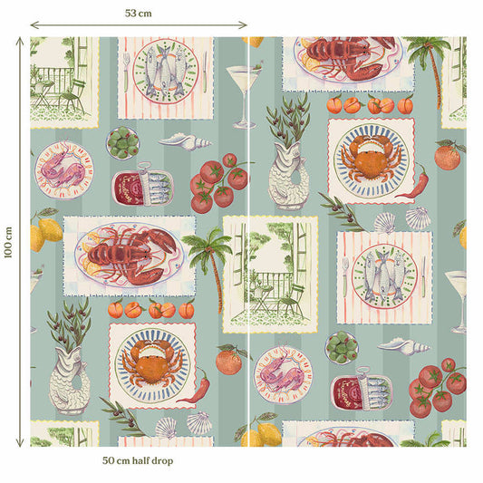 Alfresco Blue (Digital Print) - Wallpaper Inn 