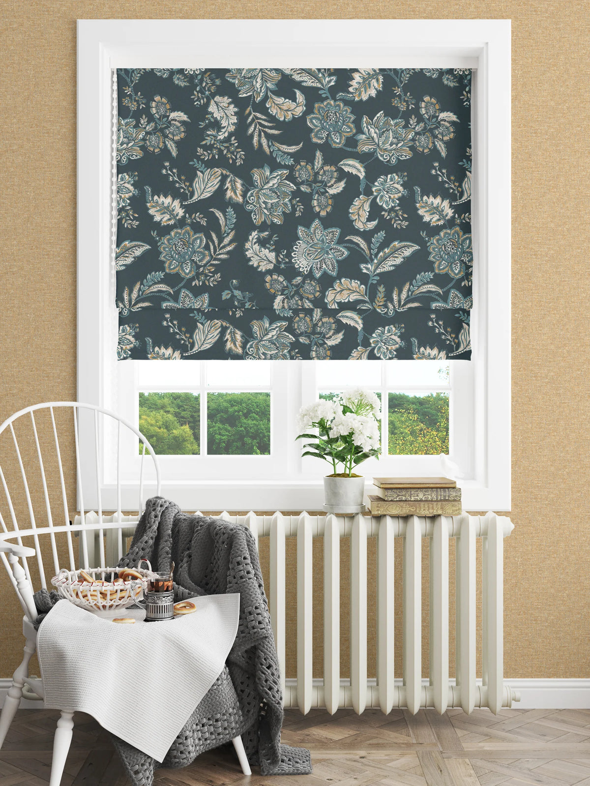 Kashmir Jacobean Navy/Teal Fabric