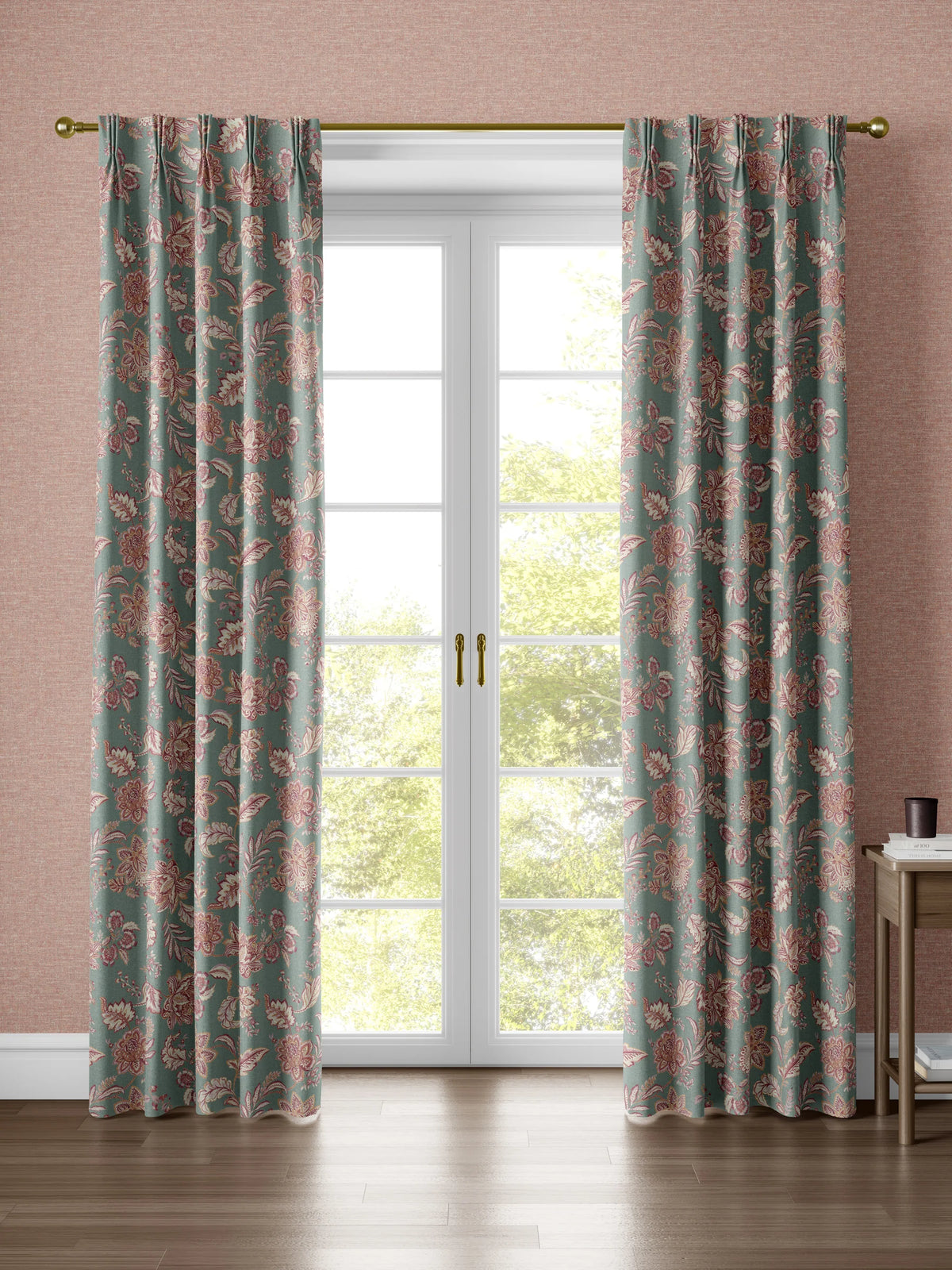 Kashmir Jacobean Teal & Raspberry Fabric