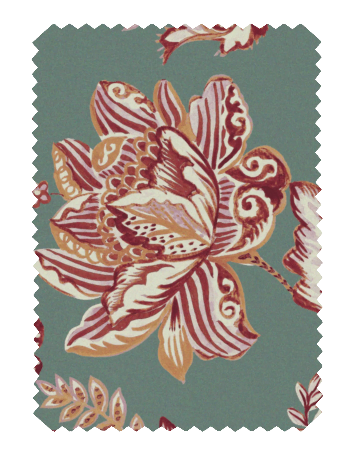 Kashmir Jacobean Teal & Raspberry Fabric