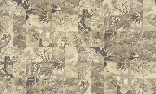 Dynasty Dark Grey / Beige Wallpaper